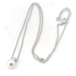 Mikimoto-Mikimoto 18Collier pendentif perle diamant or k Collier en métal en excellent état-Autre