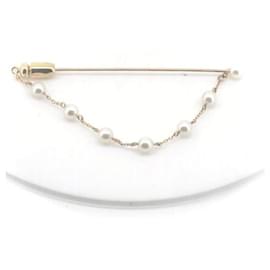Mikimoto-MIKIMOTO 14k Gold Pearl Chain Brooch Metal Brooch in Excellent condition-Other
