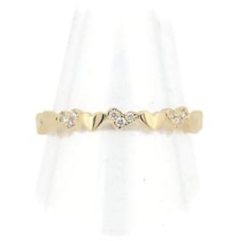 & Other Stories-Pre-owned AHKAH Heart Motif Diamond Ring 0.03CT K18YG Size 9 in Great Condition-Golden