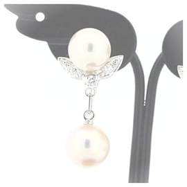 Mikimoto-Mikimoto 14k Orecchini pendenti con perle dorate Orecchini in metallo in condizioni eccellenti-Altro