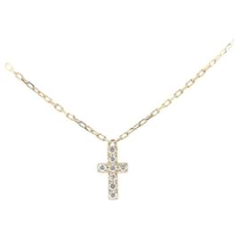& Other Stories-autre 18Collier pendentif croix diamant or k Collier en métal en excellent état-Autre