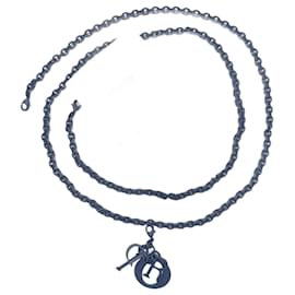 Dior-Blue Christian Dior chain shoulder strap with removable D.I.O.R. pendant.-Blue