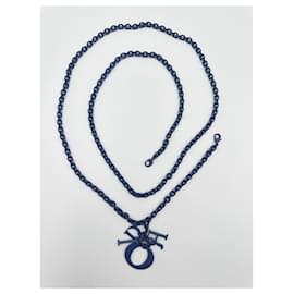 Dior-Blue Christian Dior chain shoulder strap with removable D.I.O.R. pendant.-Blue