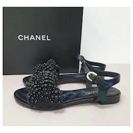 Chanel-Sandales à talon Chanel Black Pearl.-Multicolore