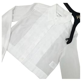 Chanel-Blusa corta de algodón blanco de Chanel-Blanco