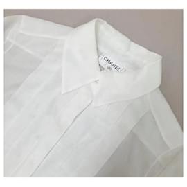 Chanel-Blusa corta de algodón blanco de Chanel-Blanco