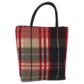 Burberry-BURBERRY Nova Check Hand Bag Canvas Red Black Auth ki4392-Black,Red