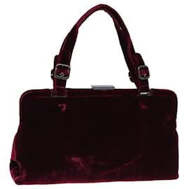 Prada-PRADA Hand Bag Velor Red Auth 72576-Red