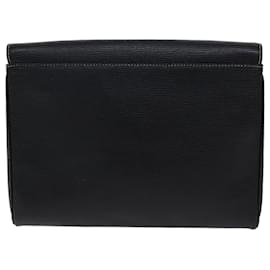 Céline-CELINE Circle Shoulder Bag Leather Black Auth 72649-Black