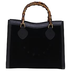 Gucci-GUCCI Bamboo Hand Bag Suede Black 002 853 0260 auth 72721-Black