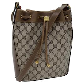 Gucci-GUCCI GG Canvas Web Sherry Line Shoulder Bag PVC Beige Green Red Auth 72347-Red,Beige,Green
