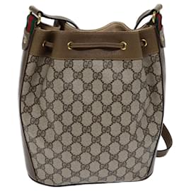 Gucci-GUCCI GG Canvas Web Sherry Line Shoulder Bag PVC Beige Green Red Auth 72347-Red,Beige,Green