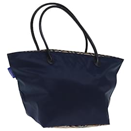 Autre Marque-Burberrys Nova Check Blue Label Tote Bag Nylon Navy Beige Auth bs13707-Beige,Navy blue