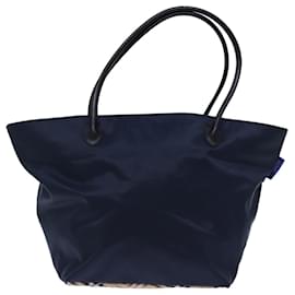 Autre Marque-Burberrys Nova Check Blue Label Tote Bag Nylon Navy Beige Auth bs13707-Beige,Navy blue
