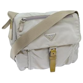 Prada-PRADA Shoulder Bag Nylon White Auth bs13804-White