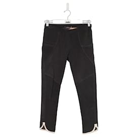 Isabel Marant-pantalones de cuero delgados-Negro