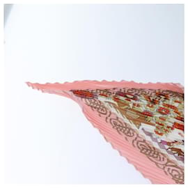 Hermès-HERMES Carre Pleated Decoupages Scarf Silk Pink Auth hk1221-Pink