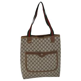 Gucci-GUCCI GG Supreme Web Sherry Line Tote Bag PVC Beige Red 39 02 003 auth 72637-Red,Beige