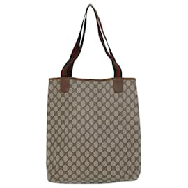 Gucci-Sac cabas GUCCI GG Supreme Web Sherry Line PVC Beige Rouge 39 02 003 auth 72637-Rouge,Beige