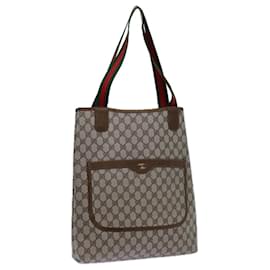 Gucci-GUCCI GG Supreme Web Sherry Line Tote Bag PVC Beige Red Green Auth 71791-Red,Beige,Green