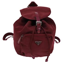 Prada-PRADA Backpack Nylon Red Auth 71496-Red