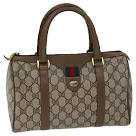 Gucci-GUCCI GG Supreme Web Sherry Line Hand Bag PVC Beige Red 39 02 006 auth 71780-Red,Beige