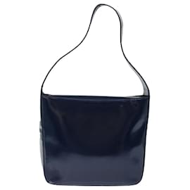 Gucci-GUCCI Interlocking Shoulder Bag Enamel Navy Auth 72657-Navy blue