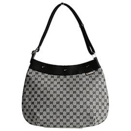 Gucci-Gucci Gucci grey/black GG canvas shopper shoulder bag-Grey