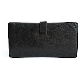 Hermès-Hermès Hermès vintage Béarn Soufflet wallet in black leather-Black