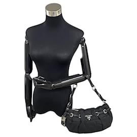 Prada-Nappa-Trimmed Tessuto Gaufre Shoulder Bag-Black