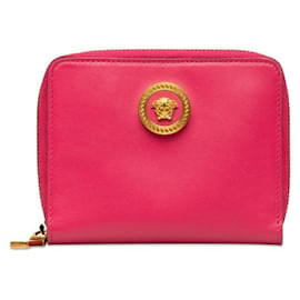 Versace-Leather Medusa Zippy Wallet-Pink