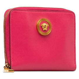 Versace-Zippy-Geldbörse aus Leder mit Medusa-Muster-Pink