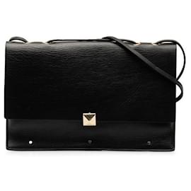 Valentino-Studded Leather Shoulder Bag-Black
