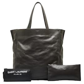 Yves Saint Laurent-Reversible Leather Tote Bag-Grey