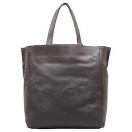 Yves Saint Laurent-Reversible Leather Tote Bag-Grey