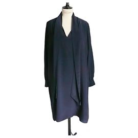 LK BENNETT Robe soie marine manches longues T42 FR TBE Bleu Marine
