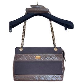 Chanel brown quilted leather handbag Brown