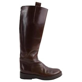 Ann Demeulemeester Botas de couro Marrom