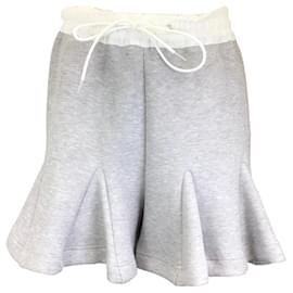 Autre Marque-Sacai grigio erica / Pantaloncini bianchi in cotone con coulisse-Grigio