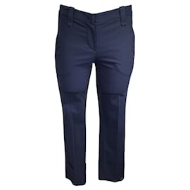 Autre Marque-Brunello Cucinelli Navy Blue Cropped Cotton Stretch Pants-Blue