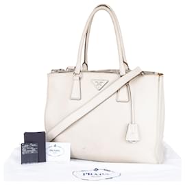Prada-Prada Saffiano Leather Galleria Handbag-Beige