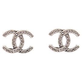 NUOVI ORECCHINI CHANEL CON LOGO CC E STRASS EFFETTO INVECCHIATO NUOVI ORECCHINI Argento