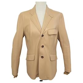 Ralph Lauren-RALPH LAUREN REITBLAZERJACKE LAMMLEDER BEIGE 38 M LEDERJACKE-Beige