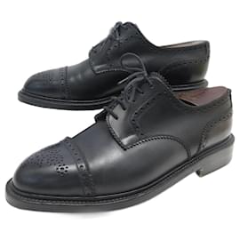 JM Weston-JM WESTON SHOES 764 FLORAL END DERBY 7D 41 BLACK LEATHER BLACK SHOES-Black