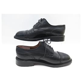 JM Weston-JM WESTON SHOES 764 FLORAL END DERBY 7D 41 BLACK LEATHER BLACK SHOES-Black