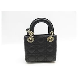 Christian Dior-NEUE LADY DIOR MICRO HANDTASCHE AUS CANNAGE LEDER CROSSBODY HANDTASCHE GELDBÖRSE-Schwarz