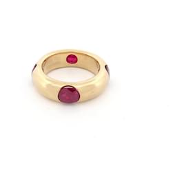 Fred-VINTAGE FRED RING SET WITH 4 ruby 53 2.6yellow gold ct 18K 13.6GR GOLDEN RING-Golden
