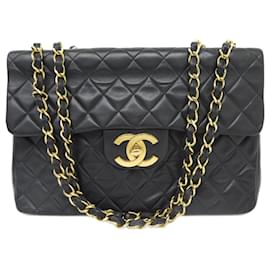 Chanel-CHANEL TIMELESS MAXY JUMBO HANDBAG 34CM QUILTED LEATHER SHOULDER BAG-Black