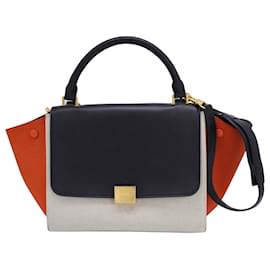 Céline-Bolso Celine Trapecio en lona y piel multicolor-Otro