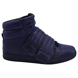 Dsquared2-Dsquared2 Capra High-Top Sneakers in Navy Blue Leather-Blue,Navy blue